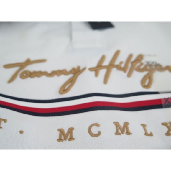 Tommy Hilfiger 78J4775 110 Mens Sz 2XL Tommy White Baldwin Short Sleeve Polo $98 - Picture 5 of 8